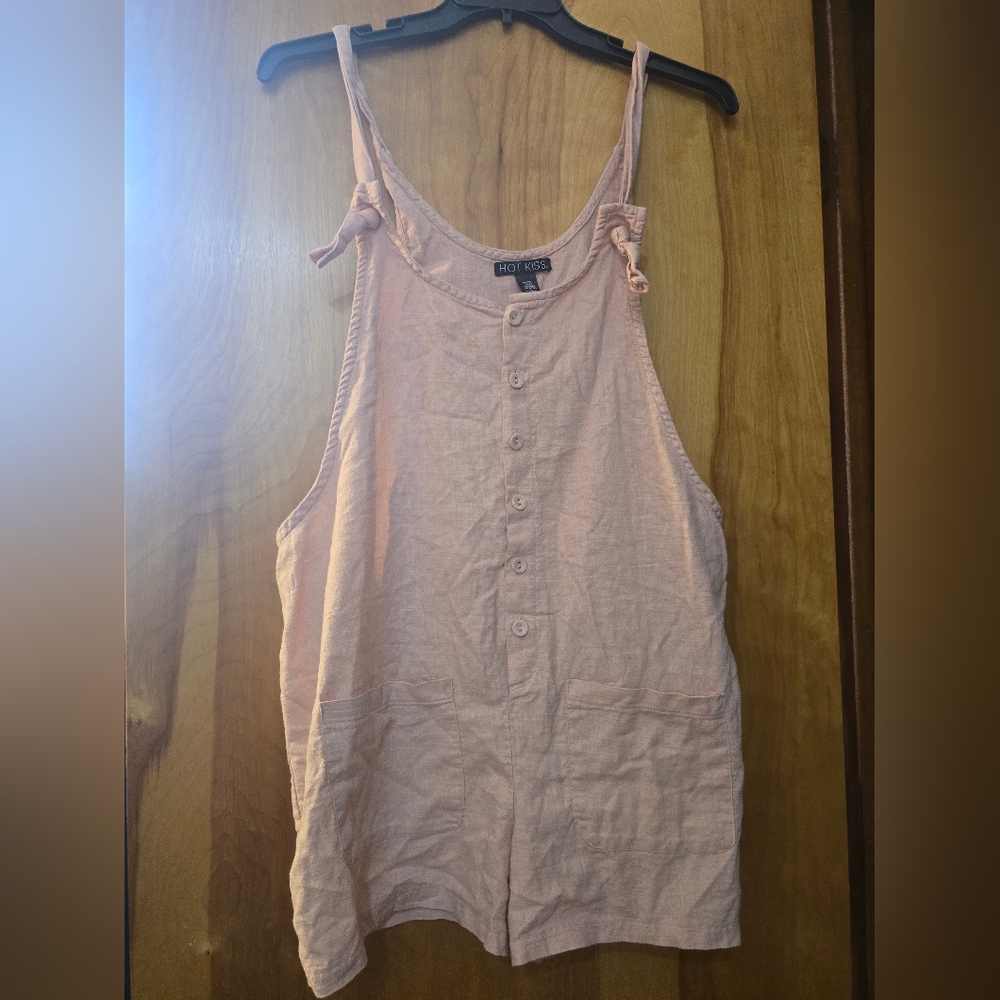 Blush Pink Button-Front Tie-Shoulder Shorts